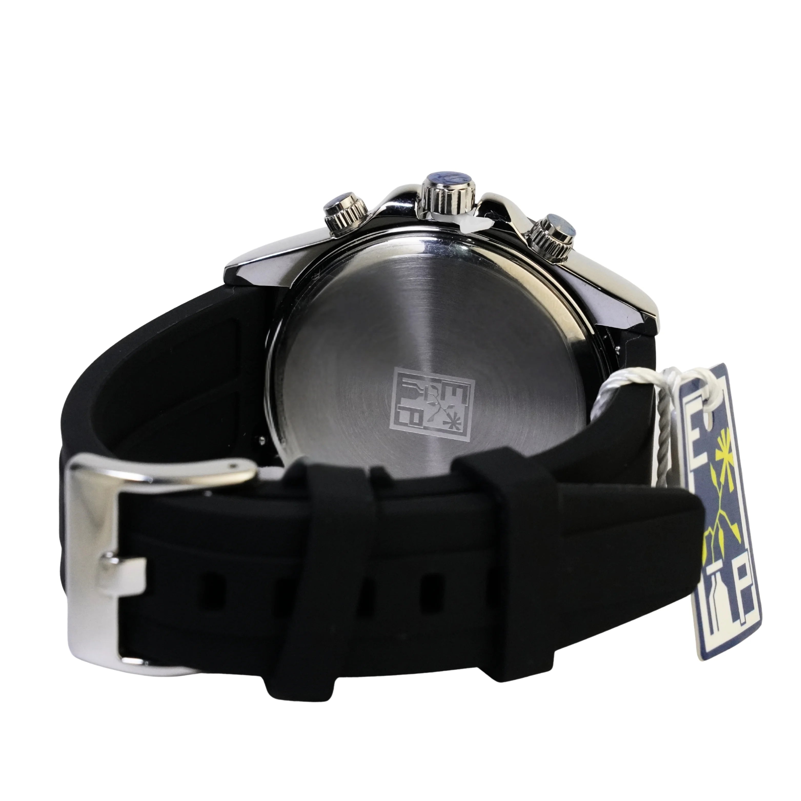 Reloj Cronografo EP para Hombre Deportivo Negro con Correa de Silicona Negra