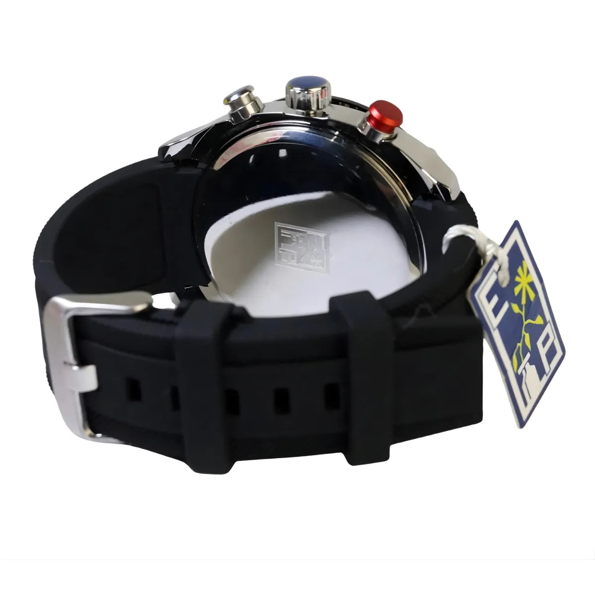 Reloj Cronógrafo EP para Hombre Deportivo Moderno Negro con Correa de Silicona