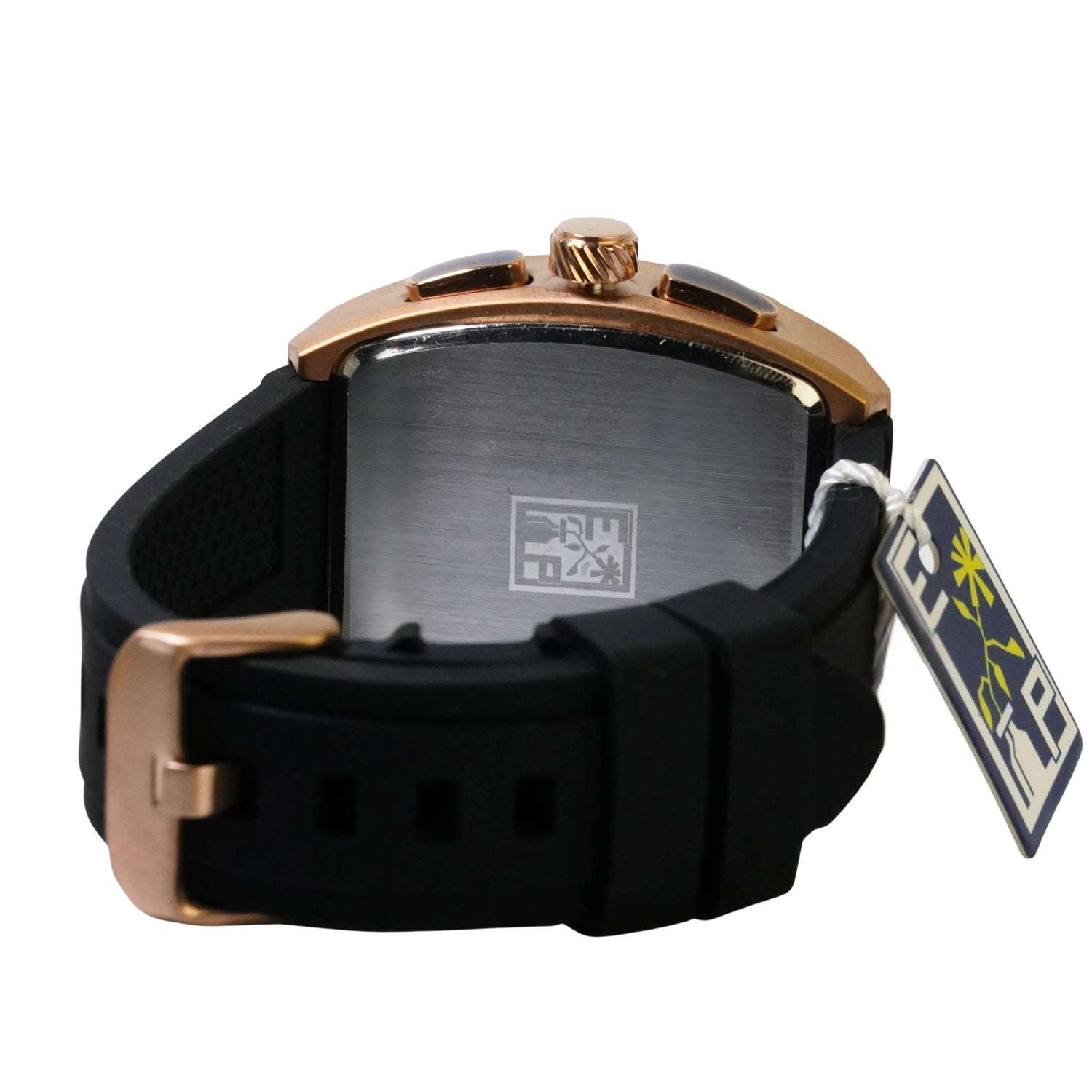 Reloj Cronografo EP para Hombre Deportivo Negro Rose Gold Diseño Cuadrado Moderno