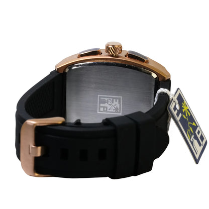 Reloj Cronografo EP para Hombre Deportivo Negro Rose Gold Diseño Cuadrado Moderno