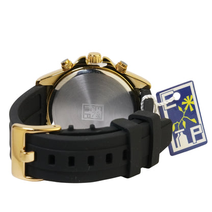 Reloj Cronografo EP para Hombre Deportivo Negro Dorado con Correa de Silicona Negra