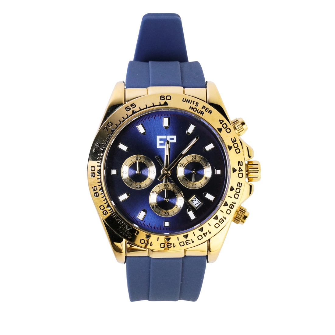 Reloj Cronografo EP para Hombre Deportivo Azul Dorado con Correa de Silicona Azul