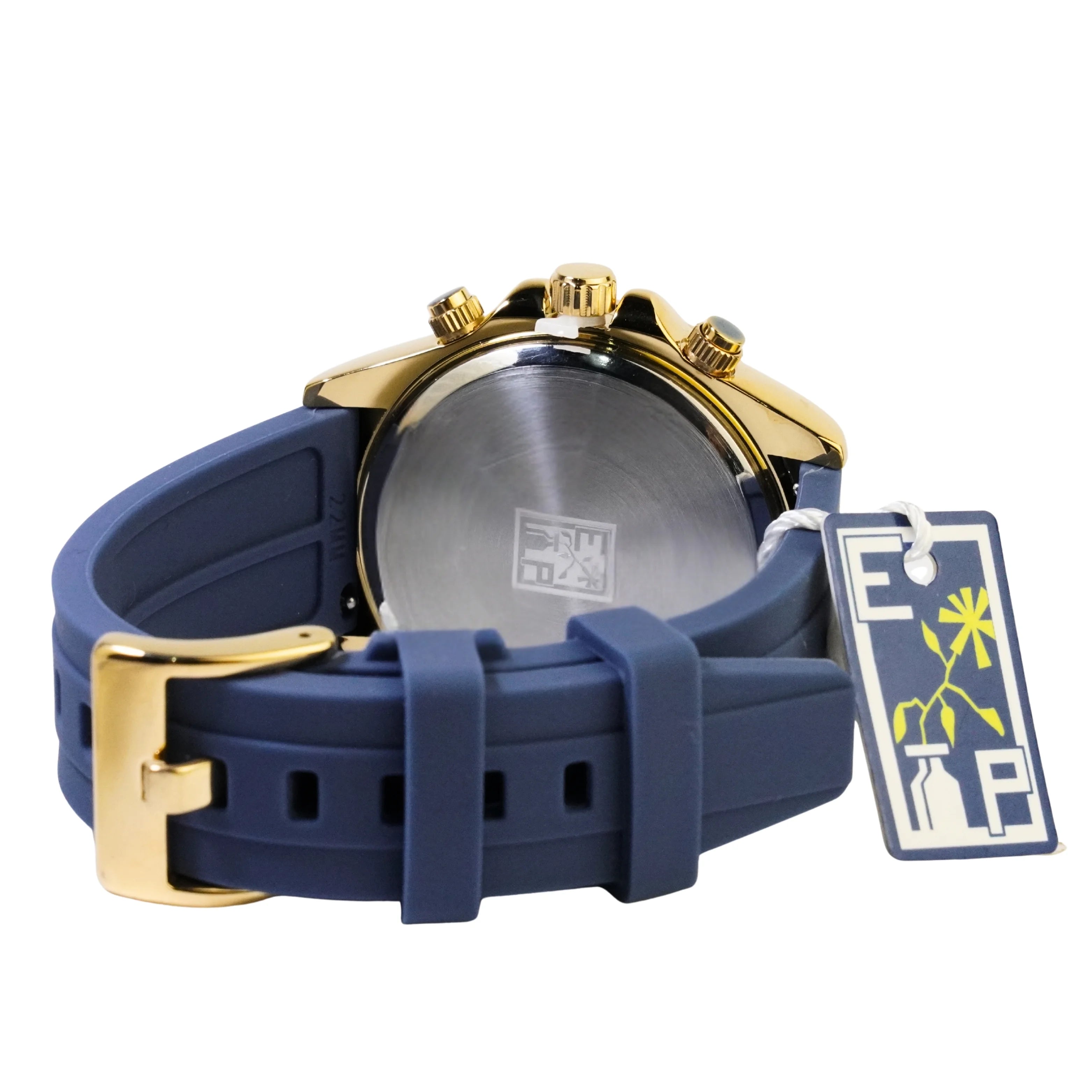 Reloj Cronografo EP para Hombre Deportivo Azul Dorado con Correa de Silicona Azul