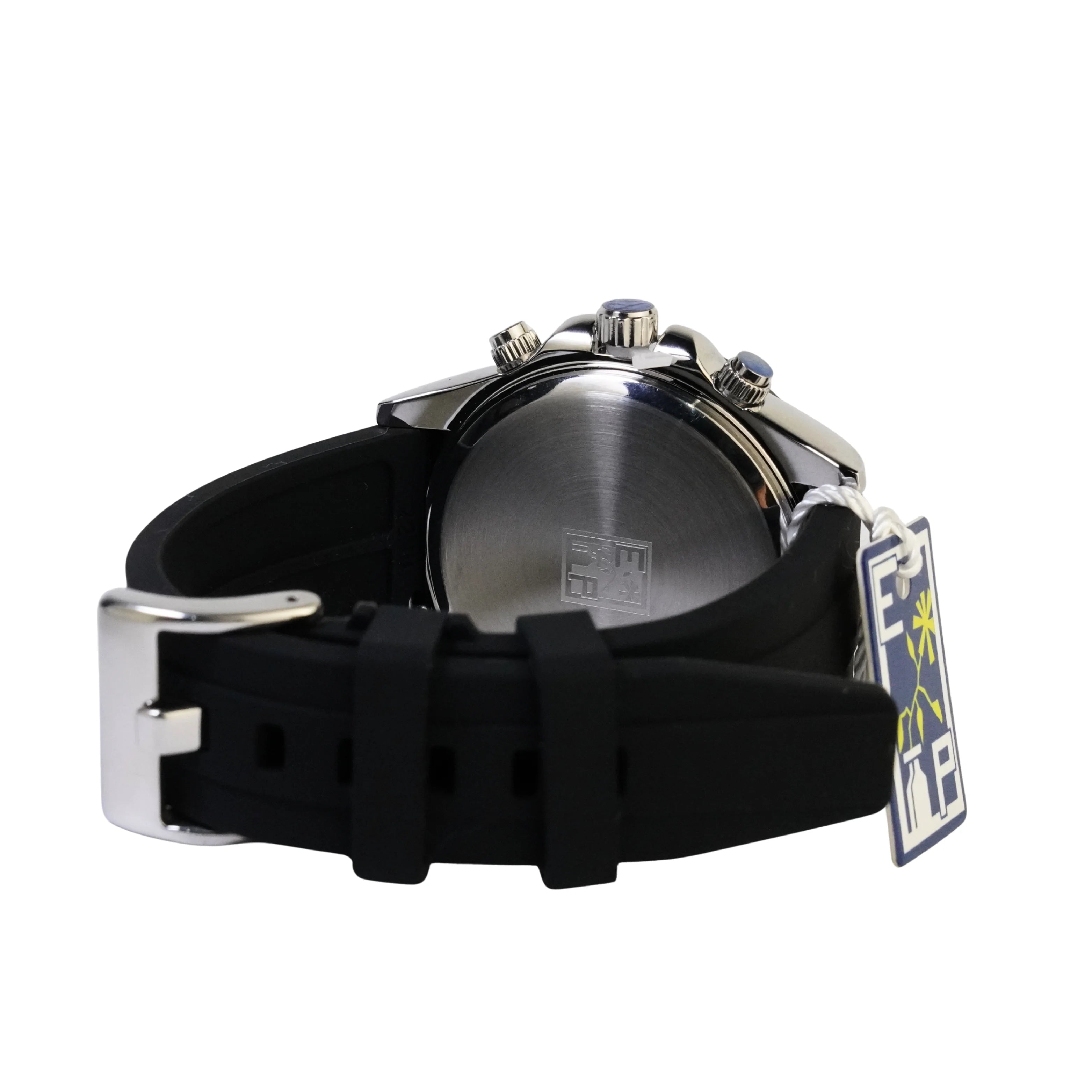 Reloj Cronografo EP para Hombre Deportivo Plateado con Correa de Silicona Negra
