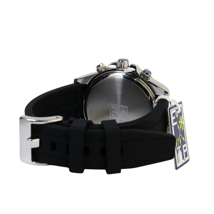 Reloj Cronografo EP para Hombre Deportivo Plateado con Correa de Silicona Negra
