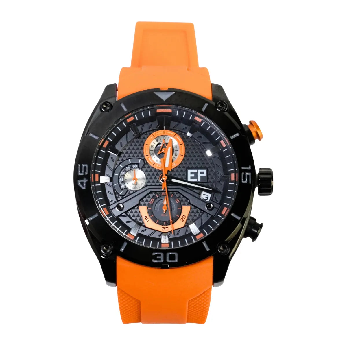 Reloj Cronógrafo EP para Hombre Deportivo Moderno Naranja con Correa de Silicona