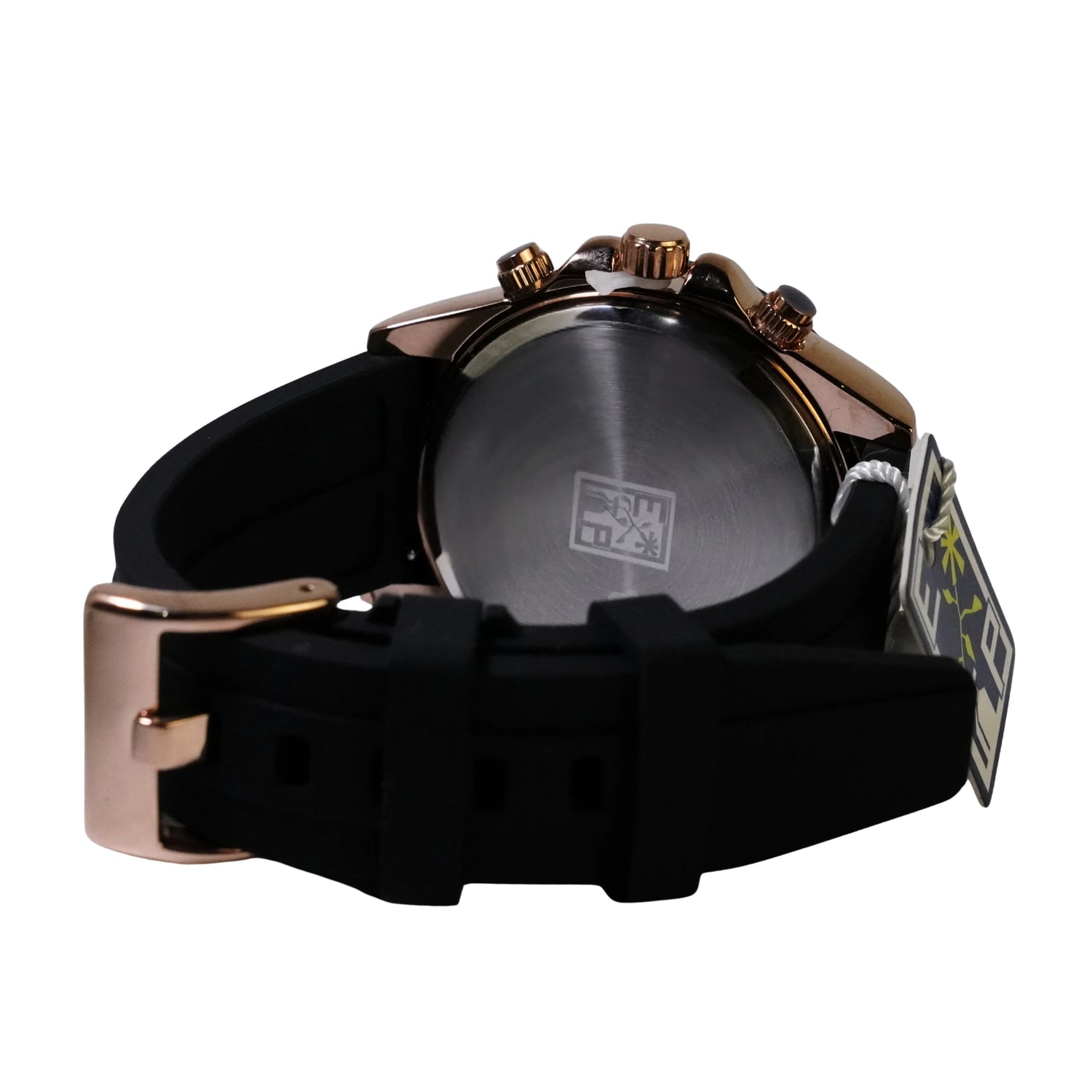 Reloj Cronografo EP para Hombre Deportivo Negro Rose Gold con Correa de Silicona Negra