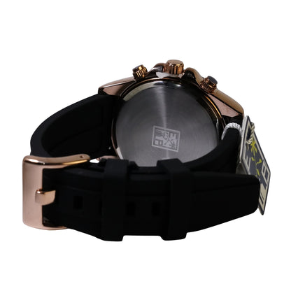 Reloj Cronografo EP para Hombre Deportivo Negro Rose Gold con Correa de Silicona Negra