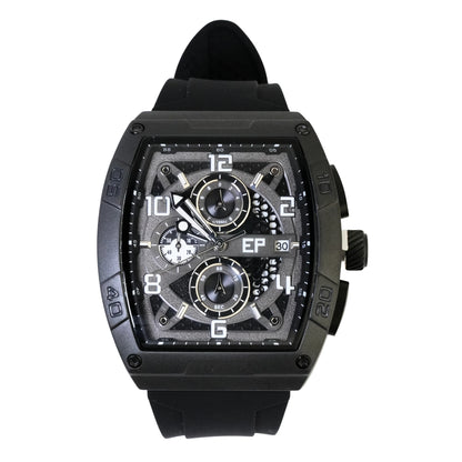Reloj Cronografo EP para Hombre  Deportivo Negro Total Diseño Cuadrado Moderno