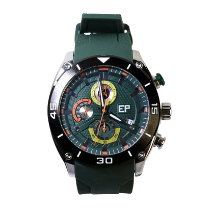 Reloj Cronógrafo EP para Hombre Deportivo Moderno Verde con Correa de Silicona